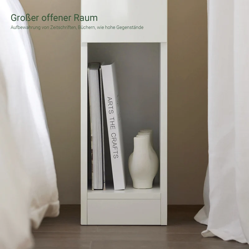 SoBuy 2er Set Nachttisch schmal mit Schublade Weiß 20x60x35cm FBT111-WNx2