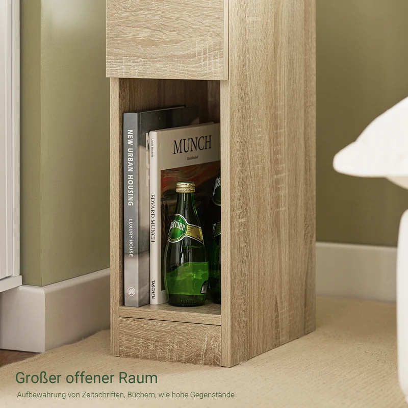 SoBuy Nachttisch schmal | mit Schublade Natur | 20x60x35cm | FBT111-N