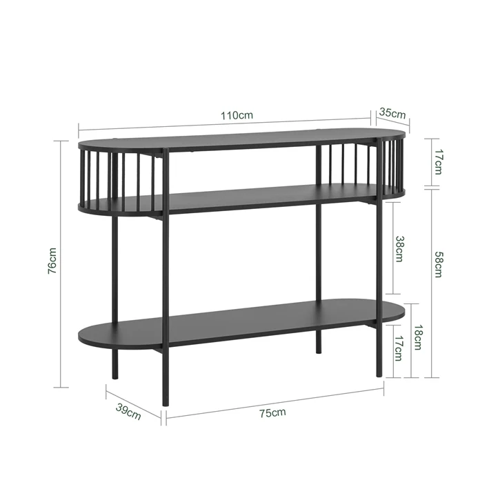 SoBuy | Konsolentisch | Flurtisch | Sideboard schmaler | Sofatisch | Dekotisch Schwarz | FSB90-SCH