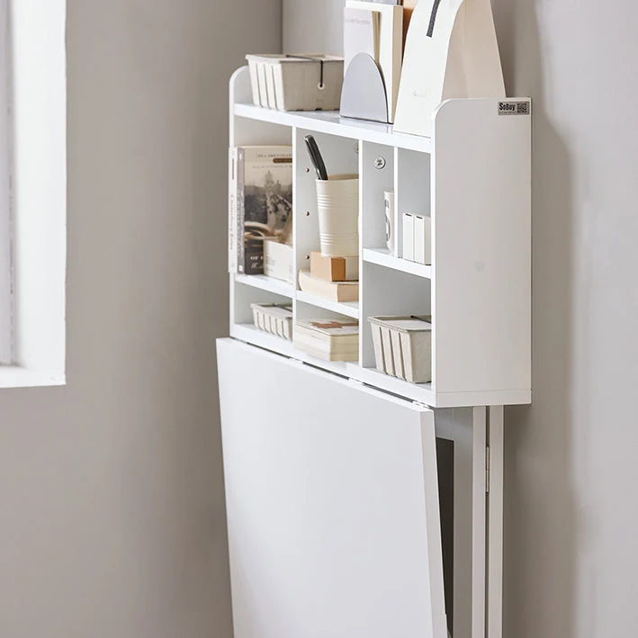 SoBuy | Wandklapptisch mit integriertem Regal | Wandschrank | Esstisch | Weiß | FWT07-II-W
