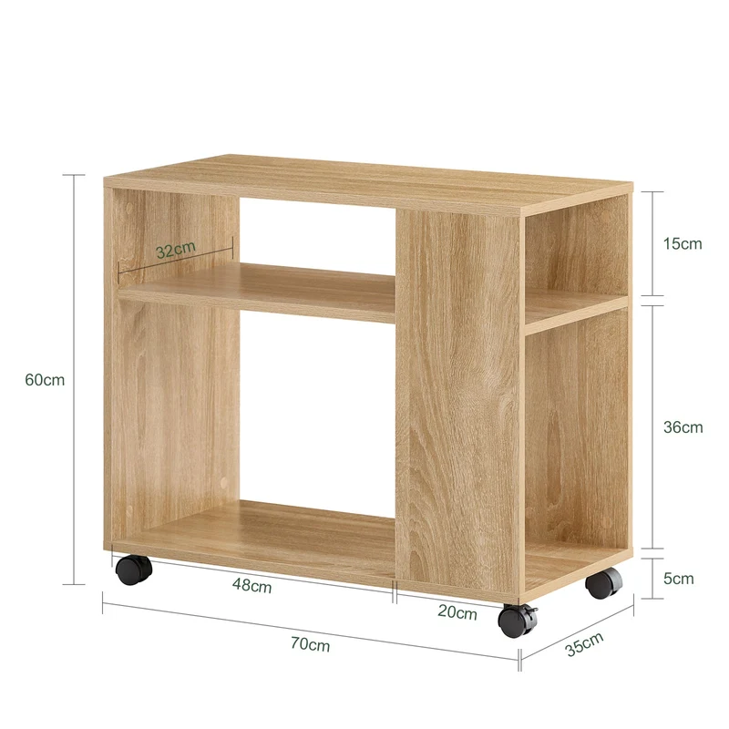 SoBuy | Beistelltisch mit Rollen | Druckertisch | Couchtisch Holz | FBT34-N