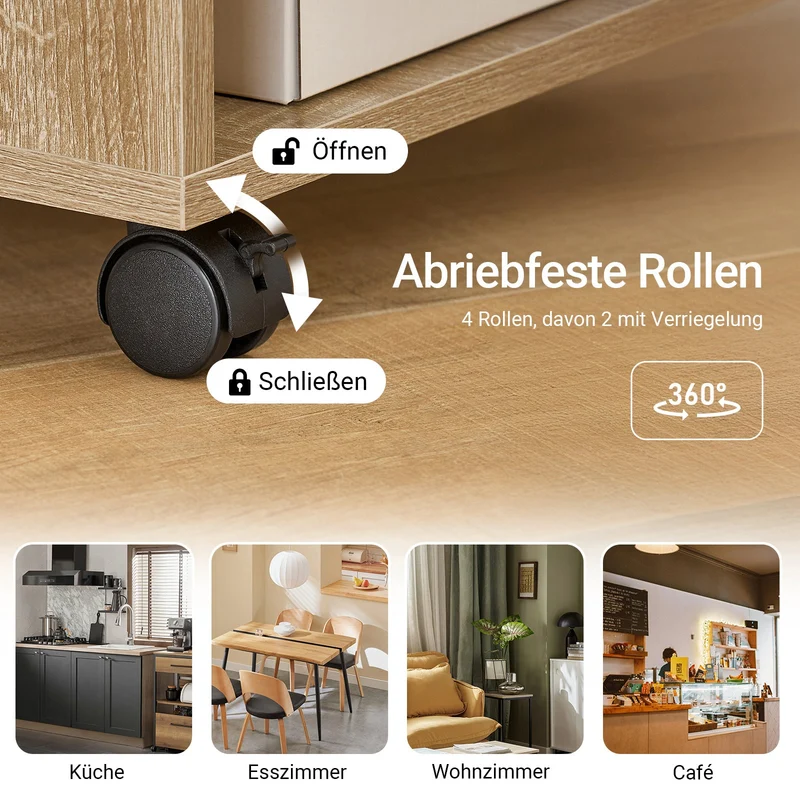 SoBuy | Beistelltisch mit Rollen | Druckertisch | Couchtisch Holz | FBT34-N