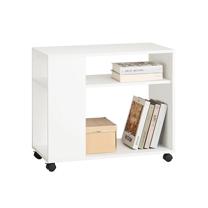 SoBuy | Beistelltisch mit Rollen | Druckertisch | Couchtisch Weiß | FBT34-W