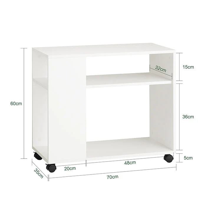 SoBuy | Beistelltisch mit Rollen | Druckertisch | Couchtisch Weiß | FBT34-W