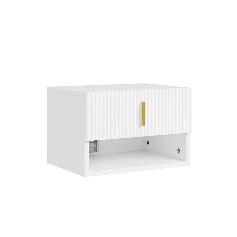 SoBuy FBT176-E-W Stolik nocny z szufladą i efektem 3D, biały, 40×30×26 cm