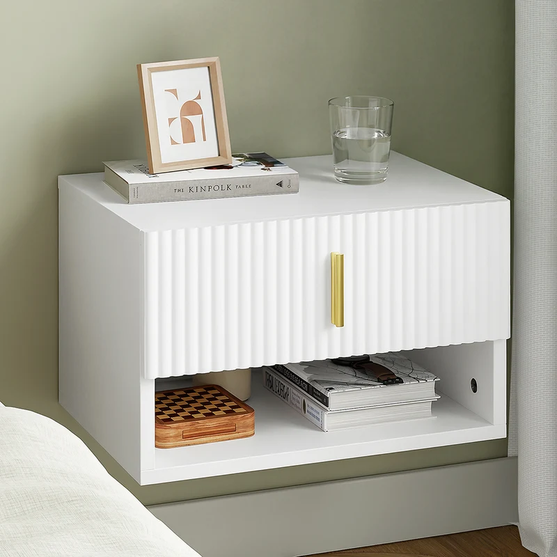 SoBuy FBT176-E-W Stolik nocny z szufladą i efektem 3D, biały, 40×30×26 cm