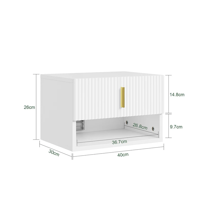 SoBuy FBT176-E-W Stolik nocny z szufladą i efektem 3D, biały, 40×30×26 cm