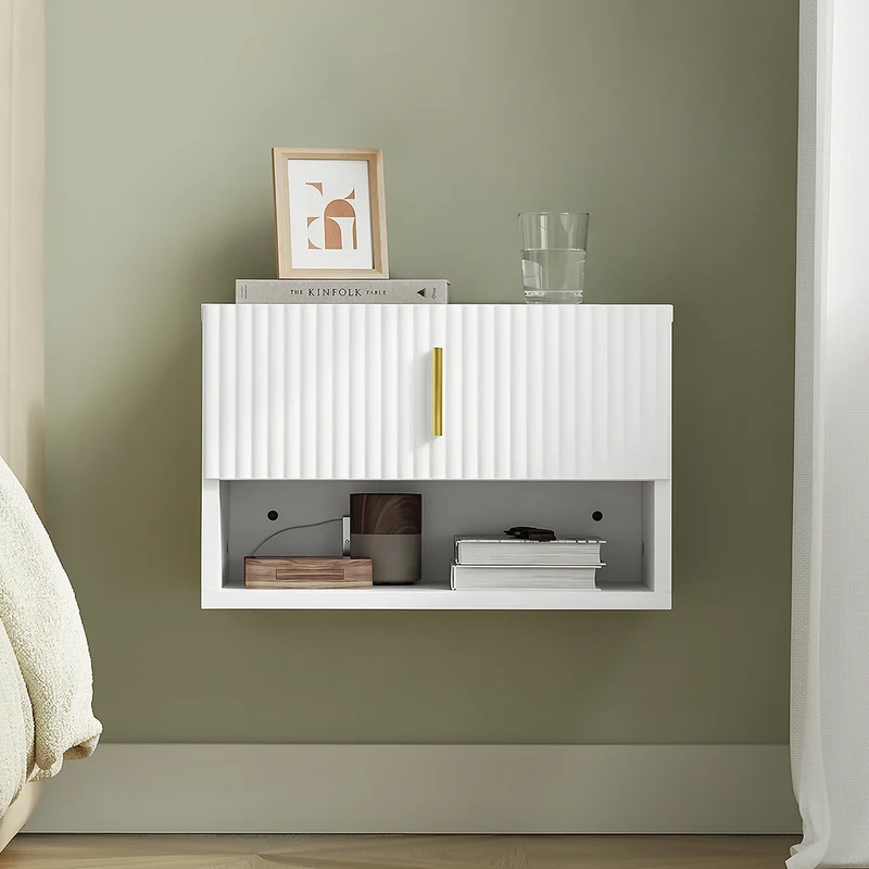 SoBuy FBT176-E-W Stolik nocny z szufladą i efektem 3D, biały, 40×30×26 cm