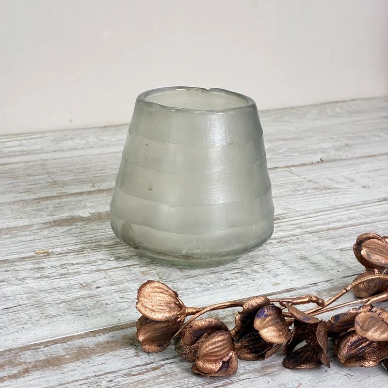 Teelichthalter Windlicht Glas Satiniert Transparent Tassenform Gebraucht