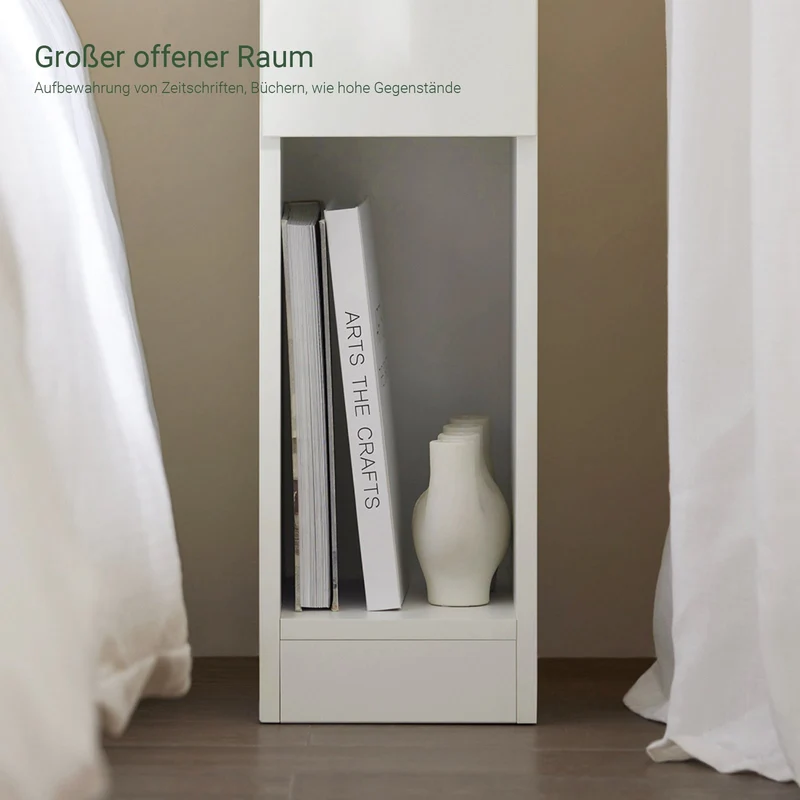 SoBuy 2er Set Nachttisch schmal mit Schublade Weiß 20x60x35cm FBT111-WNx2