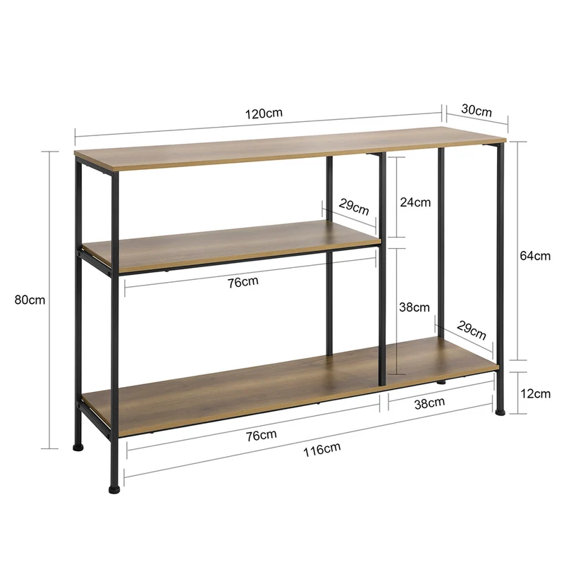 SoBuy FSB35-PF Kapea Konsolipöytä – Teräsrunko, 150 kg, 120×30×80 cm, Luonnonbeige