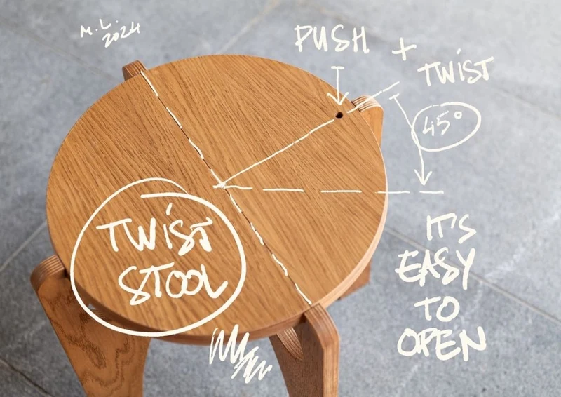 Design-Hocker TWIST | Werkzeuglose Montage & Retro-Chic