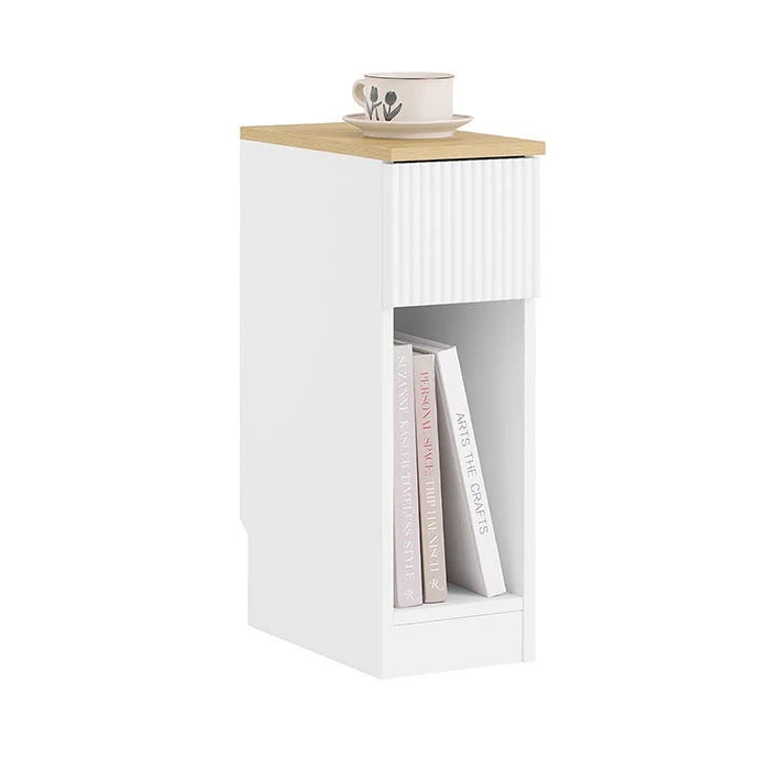 SoBuy | Nachttisch schmal | mit Wellen-Design-Schublade | Weiß | 20x60x35cm | FBT111-W