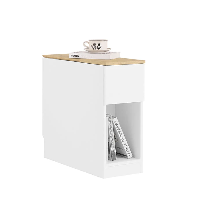 SoBuy | Nachttisch Beistelltisch Sofatisch Teetisch | Weiß-Natur | 25x60x65cm | FBT162-WN