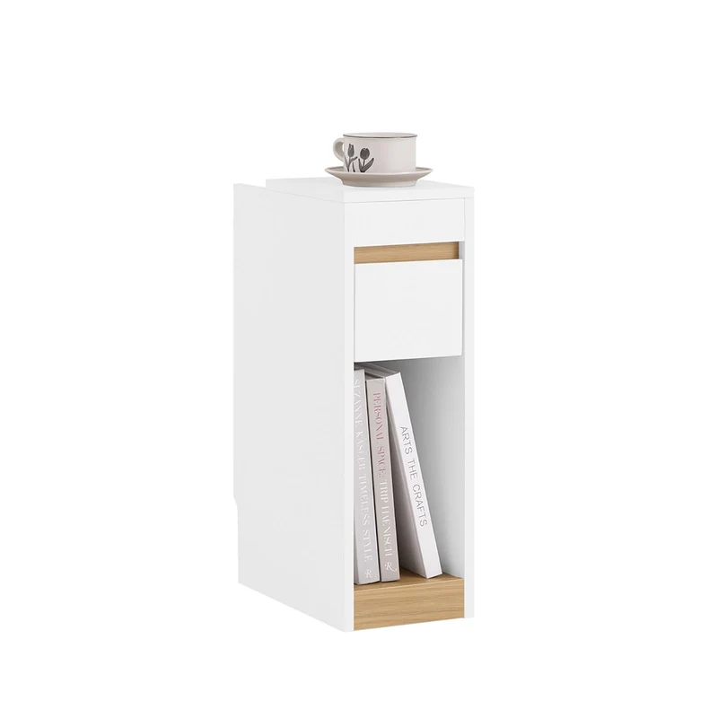 SoBuy | Nachttisch Beistelltisch Sofatisch Teetisch | Weiß-Natur | 20x60x35 cm | FBT163-WN