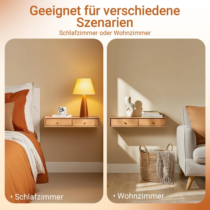 SoBuy | Schweberegal mit 2 Schubladen | Wandschublade | Wandregal | Natur | FHK37-N