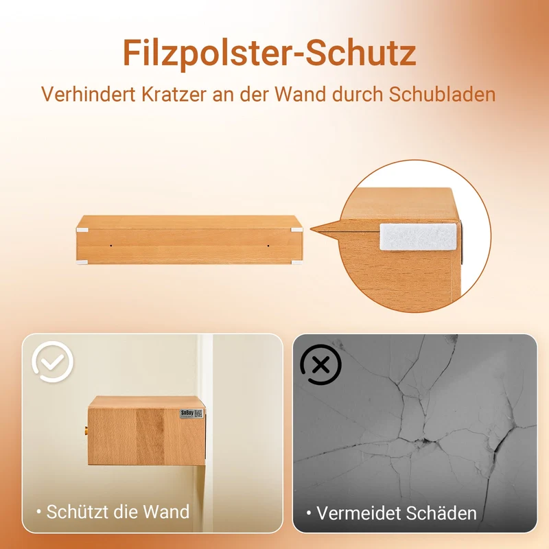 SoBuy | Schweberegal mit 2 Schubladen | Wandschublade | Wandregal | Natur | FHK37-N