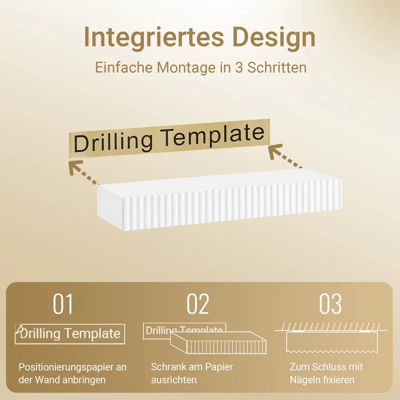Vorverkauf SoBuy | Schweberegal | mit Schublade | LED-Bewegungssensor-Licht | Wandschublade Weiß | FHK38-W