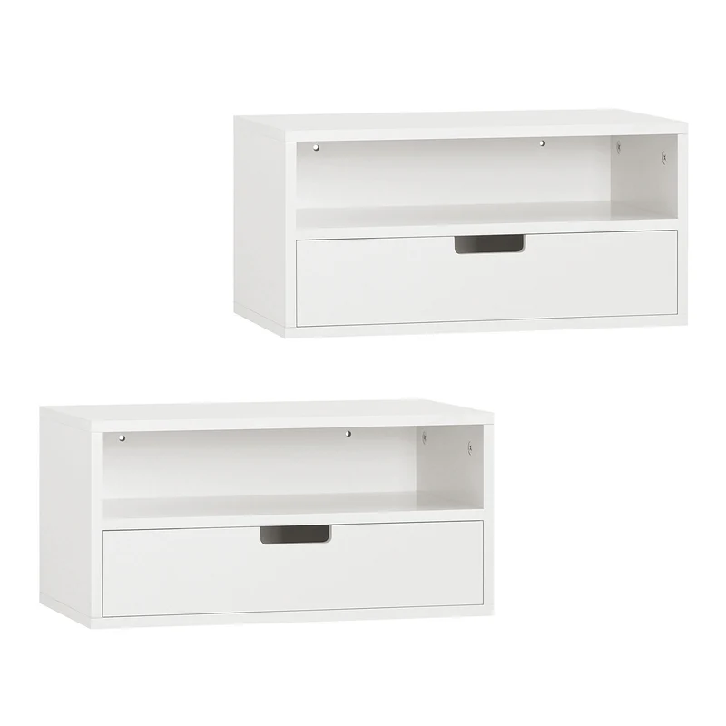SoBuy | 2er Set Nachttisch | Nachtregal | Schweberegal | Wandschrank | NKD03-Wx2