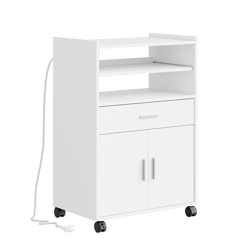 SoBuy FSB09-E-W Kredens kuchenny z szufladą i portem USB, biały, 61×40×92 cm