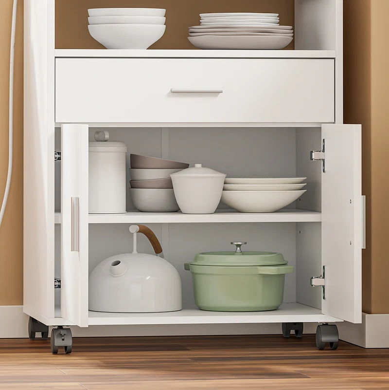 SoBuy FSB09-E-W Kredens kuchenny z szufladą i portem USB, biały, 61×40×92 cm