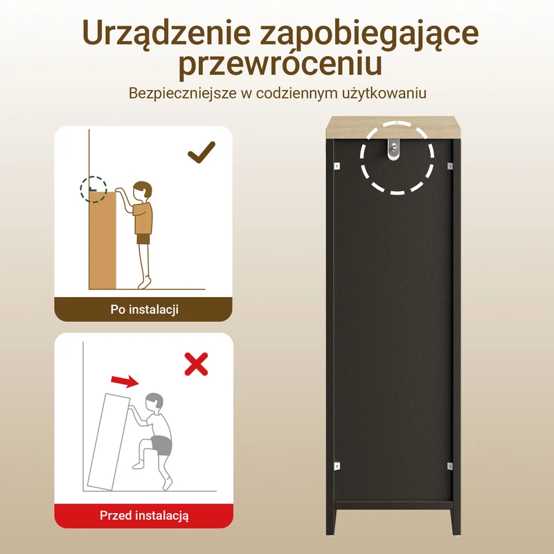 SoBuy FBT149-SCH, Wąski stolik nocny 20 cm, Szafka z 2 szufladami i otwartą półką, Czarna