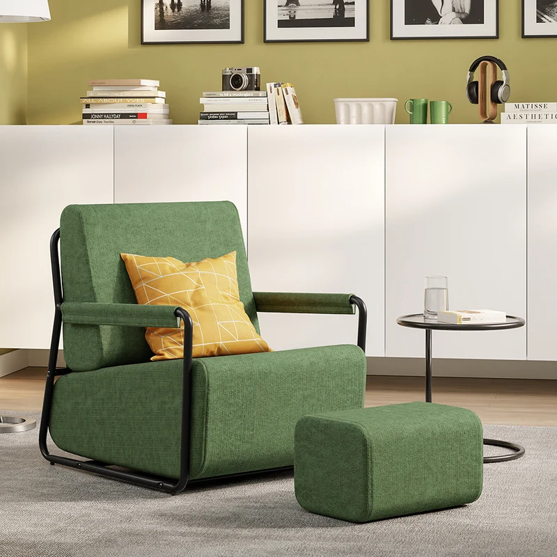 SoBuy | Fotel wypoczynkowy rozkładany z podnóżkiem | Welurowy zielony loft | 59×74×78 cm | Nośność 143 kg | FST99-SY