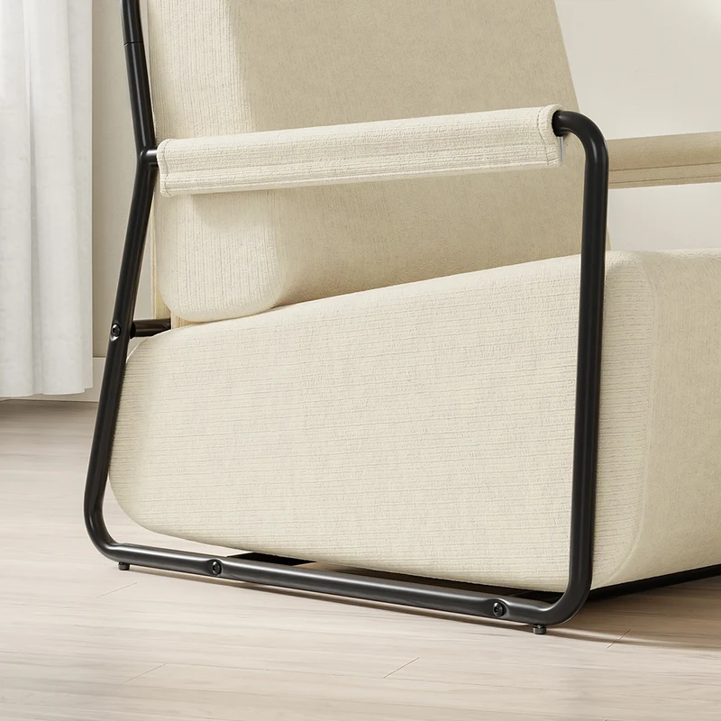 SoBuy | Fotel wypoczynkowy beżowy z podnóżkiem | Fotel welurowy do salonu | 59×74×78 cm | Nośność 143 kg | FST99-MI