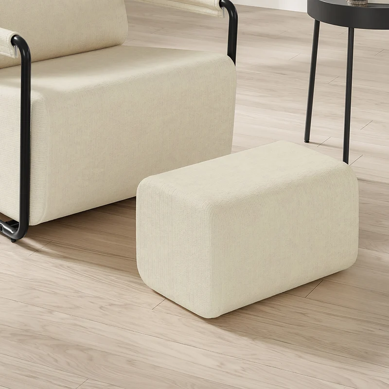 SoBuy | Fotel wypoczynkowy beżowy z podnóżkiem | Fotel welurowy do salonu | 59×74×78 cm | Nośność 143 kg | FST99-MI