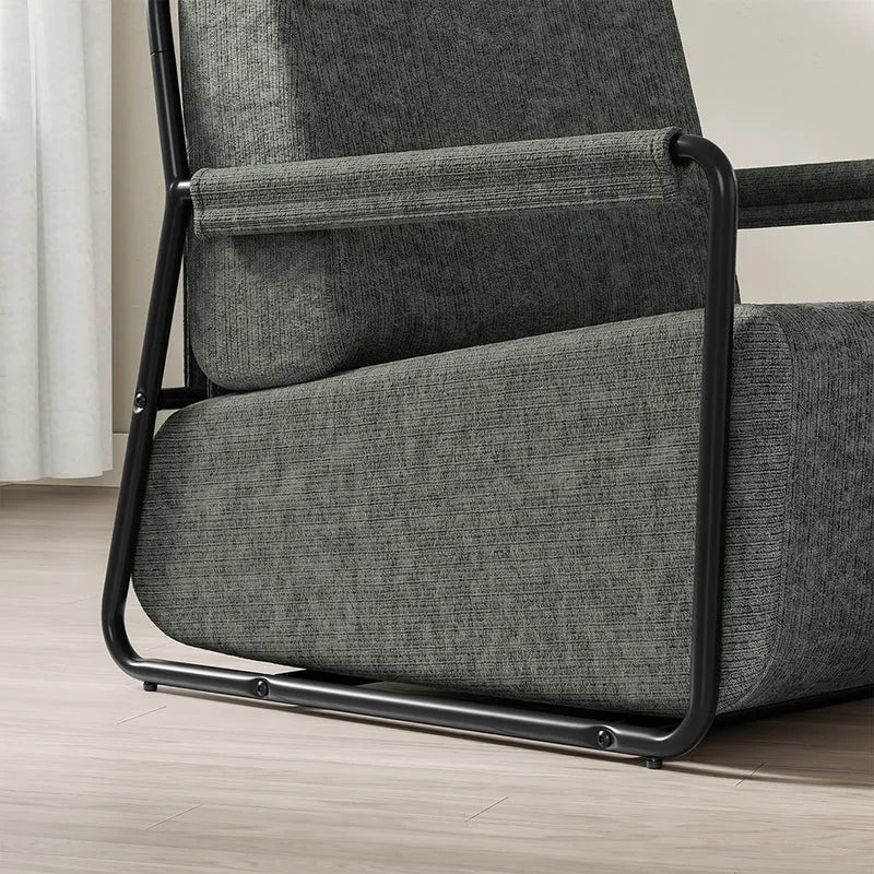 SoBuy | Fotel wypoczynkowy szary z podnóżkiem | Nowoczesny fotel tapicerowany do salonu | 74×67×78 cm | Nośność 143 kg | FST99-DG