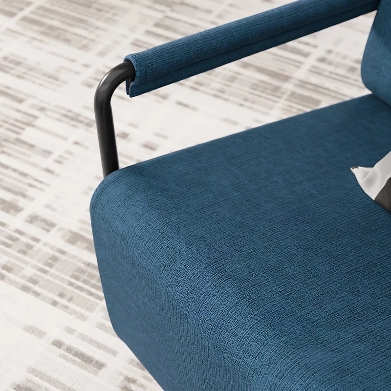 SoBuy | Fotel Wypoczynkowy Granatowy z Podnóżkiem | Tapicerowany Welur | Styl Industrialny | 59.5×67×78 cm | Nośność 143 kg | FST99-B