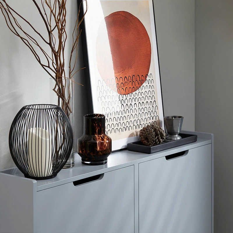 SoBuy FSR100-HG Kapea Kenkäkaappi 4 Ovella – Vain 19 cm Syvä, Seinäkiinnike, Enimmäiskuormitus 60 kg, L100 × S19 × K91 cm, Helmenharmaa