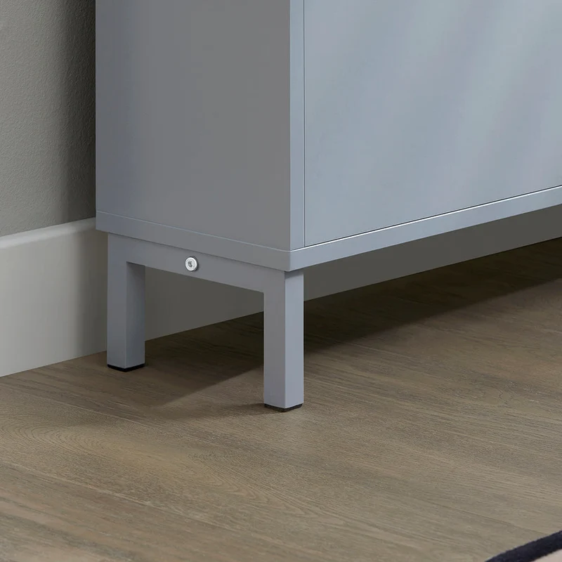 SoBuy FSR100-HG Kapea Kenkäkaappi 4 Ovella – Vain 19 cm Syvä, Seinäkiinnike, Enimmäiskuormitus 60 kg, L100 × S19 × K91 cm, Helmenharmaa