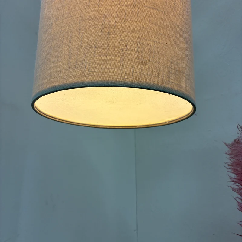 Deckenlampe Hängeleuchte Stoffschirm 28cm Beige Sand Textil Lampe Gebraucht