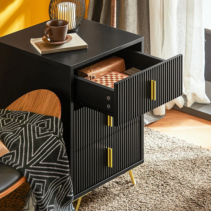 SoBuy | Nachttisch mit 3 Schubladen | Sofatisch | Beistelltisch | Schwarz | FBT115-L-SCH