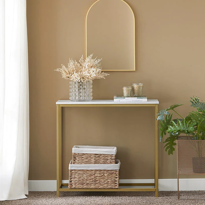SoBuy | Konsolentisch mit goldenem Metallrahmen | Flurtisch | Sideboard | FSB29-G