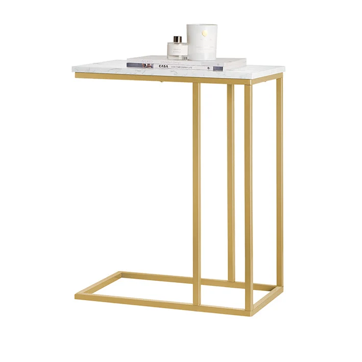 SoBuy | Beistelltisch | Pflegetisch mit goldenem Metallgestell | Couchtisch Sofa | FBT87-G