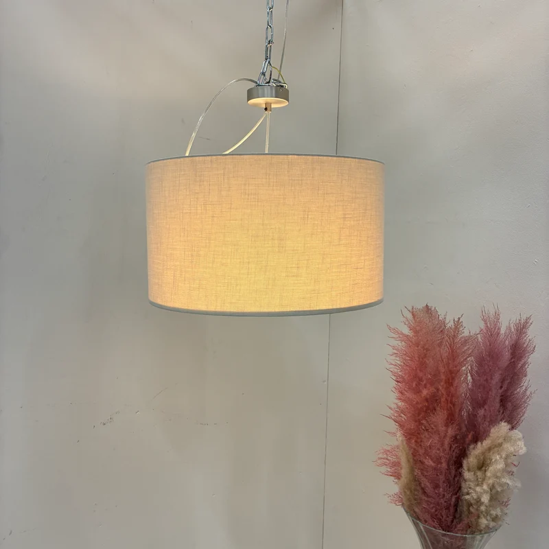 Deckenlampe Hängeleuchte Stoffschirm 48cm Beige Sand Textil Lampe Gebraucht