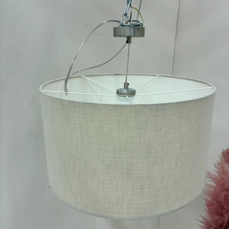 Deckenlampe Hängeleuchte Stoffschirm 48cm Beige Sand Textil Lampe Gebraucht