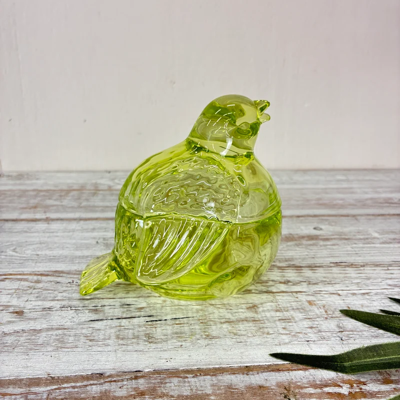 J-Line Glasdose mit Deckel Taube Schatulle Dose Form Grün Deko