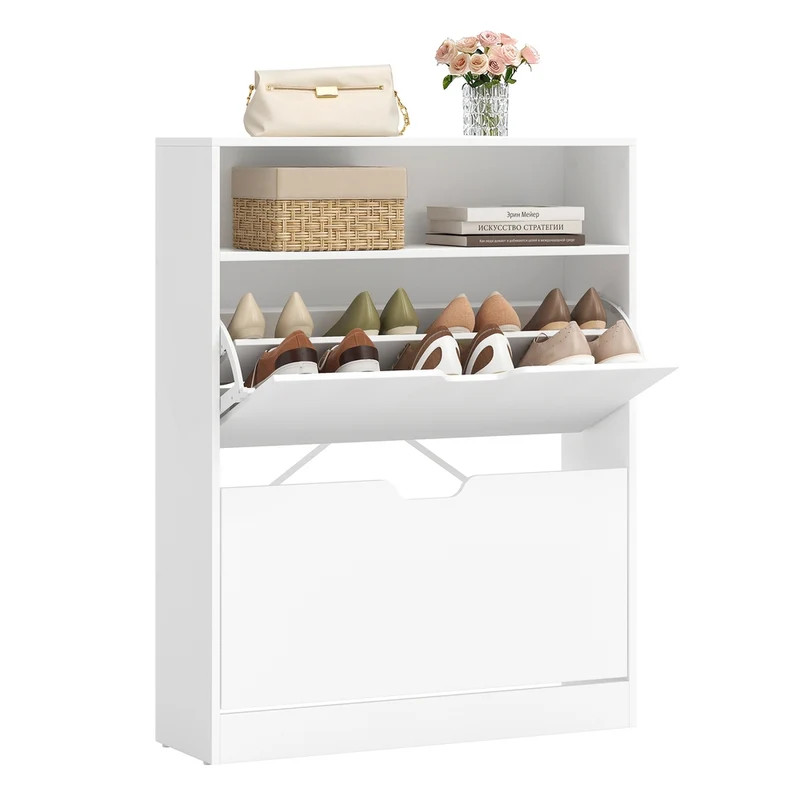 Schuhschrank 2 Klappen offenes Fach