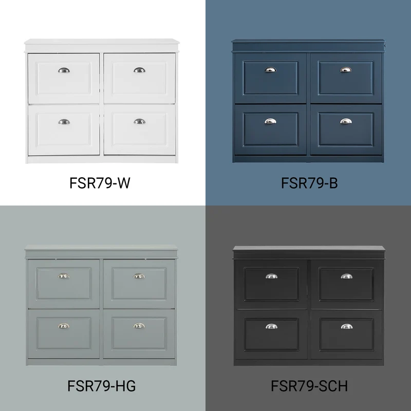 SoBuy FSR79-SCH Kenkäkaappi 4 Ovella – 105 × 24 × 83 cm, 50 kg, Musta