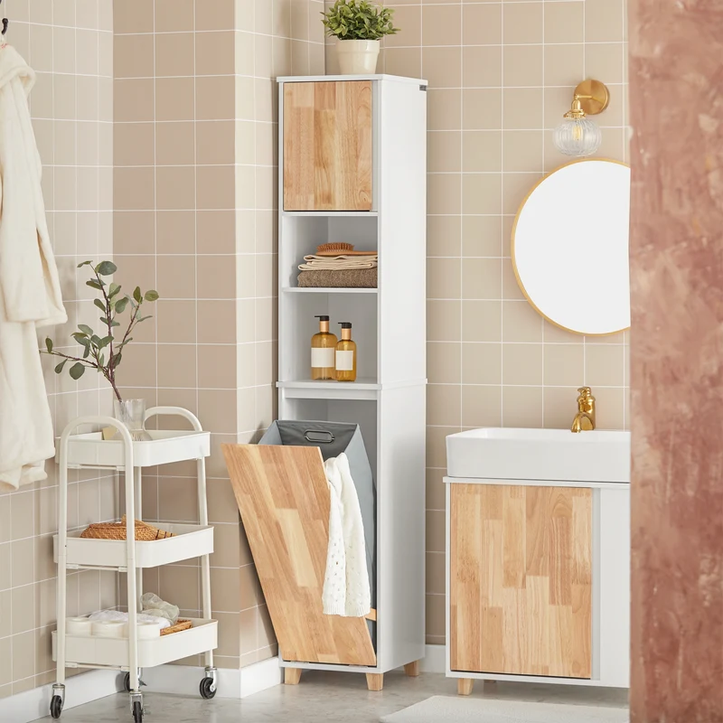 SoBuy Pyykkikaappi Pyykkikori Korkea kaappi BZR74-W