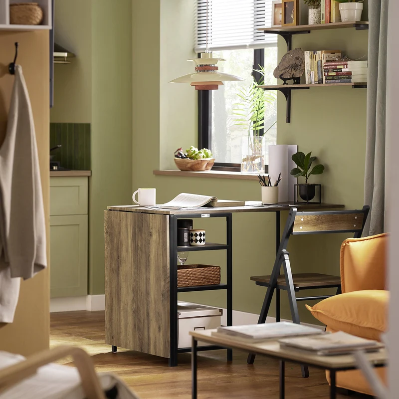 SoBuy Klaffipöytä puukuitulevyä ja Metalli Beige FWT62-N