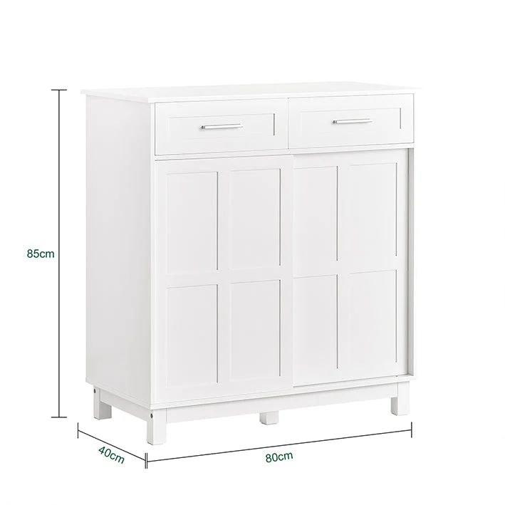 SoBuy | Schuhschrank | Sideboard mit Schiebetüren | Küchenschrank | Kommode | FSB84-W
