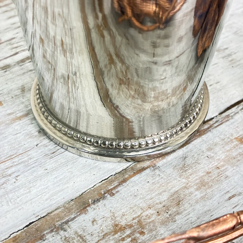 Teelichthalter Windlicht Becher Metall Versilbert Perlrand Gebraucht