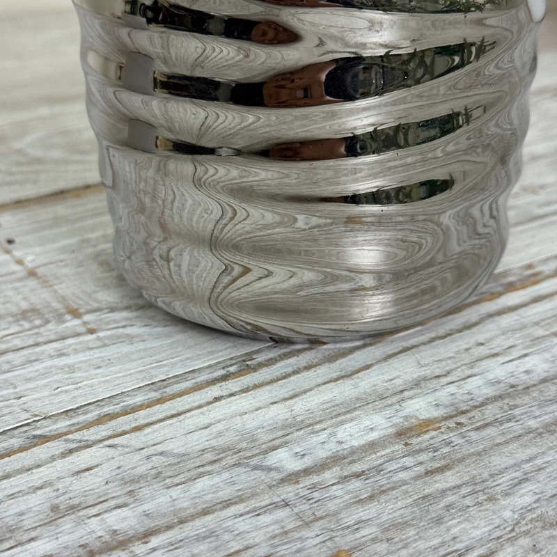 Übertopf Pflanztopf Keramik Silber Rillenoptik Blumentopf Gebraucht