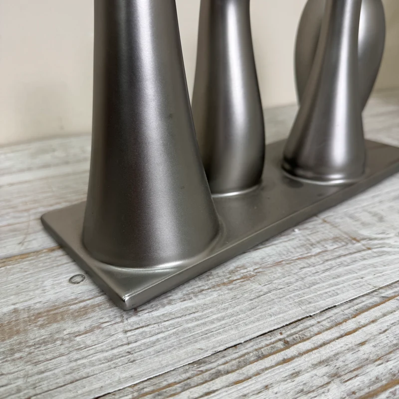 Mehrfach-Vase 4 Öffnungen Röhrenvase Tischdeko Metall Silber Vase Gebraucht