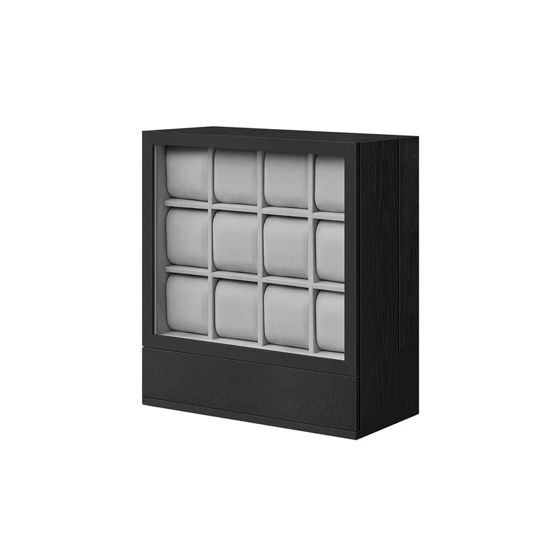 Uhrenbox 12 Fächer mit Fenster Geschenkidee kaffeebraun