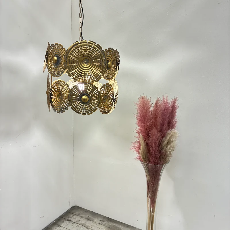 Countryfield Hängeleuchte Jolien Pendelleuchte Hängelampe 42cm Orientalisch Gold Metall Scheiben